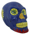 Blue Day Of The Dead Skull Ceramic Figurine Skeleton 7"L Fantasy Home Decor