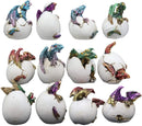 Colorful Miniature Wyrmling Dragons in Eggs Figurine Set of 12 Dragon Hatchlings