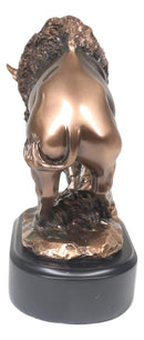 Western Charging American Buffalo Bison Bull Bronze Electroplated Resin Statue