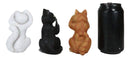 3 Wise Kittens See Hear Speak No Evil Orange Tabby White Black Cats Figurine Set