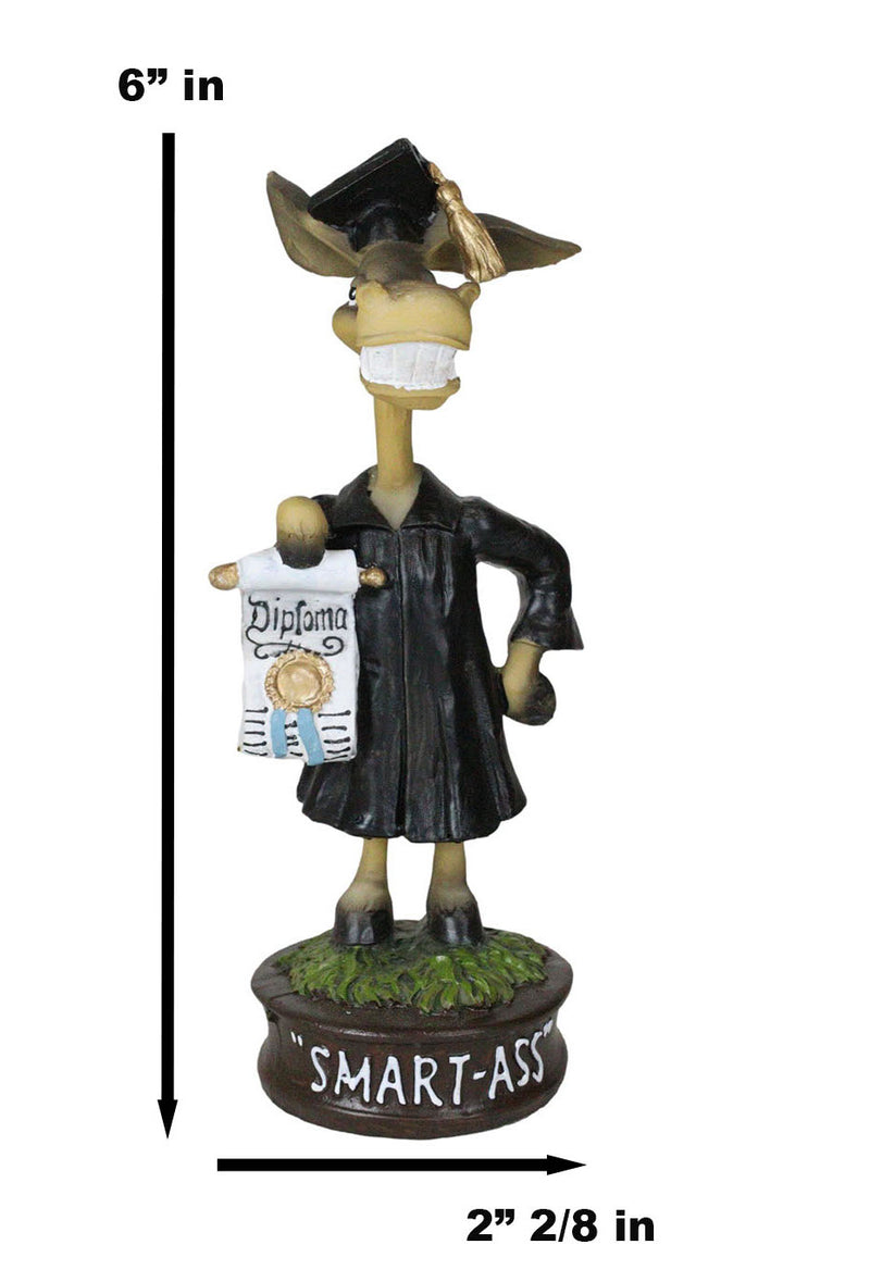 Comical Smart Ass Donkey with Diploma In Graduation Outfit Tassel Hat Figurine