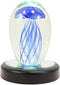 Ebros Art Glass Glow in The Dark Translucent Jellyfish & LED Base (Dark Blue)