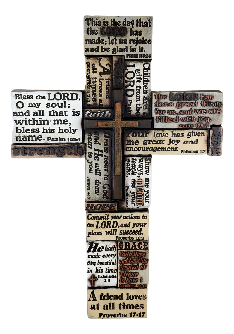 Large Inspirational Strength Faith Love Hope Christian Bible Verses Wall Cross