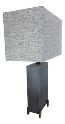 Contemporary Modern Elegant Grey Polystone Iron Metal Table Lamp With Shade 25"H