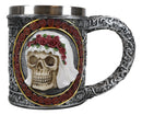 Ebros Love Never Dies Bride & Groom Skulls W/ Rose Wreaths Scroll 2-Sided Mug