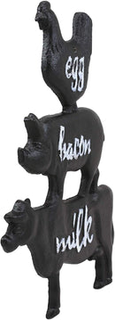 Ebros 9.25"H Cast Iron Chicken Pig And Cow Egg Bacon Milk Wall Hanging Plaque