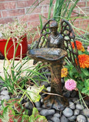 Large Heavenly Angel Saint Gabriel Bird Feeder Or Bath Garden Decor Iron Statue