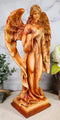 Ebros Country Guardian Prayer Angel Standing W/ Hand On Heart Woodlike Sculpture