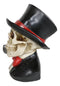 Gentleman Skeleton Skull With One Eye In Tuxedo Top Hat Smoking Cigar Figurine