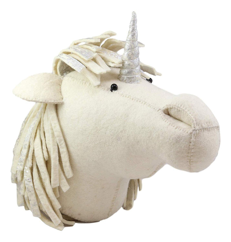 Ebros Fiona Walker England Handmade Organic Baby Animal Head Wall Decor Semi Collection Safari Farmland Whimsical Fantasy Edition Hanging Wall Heads (Semi Silver Horned Unicorn Head)