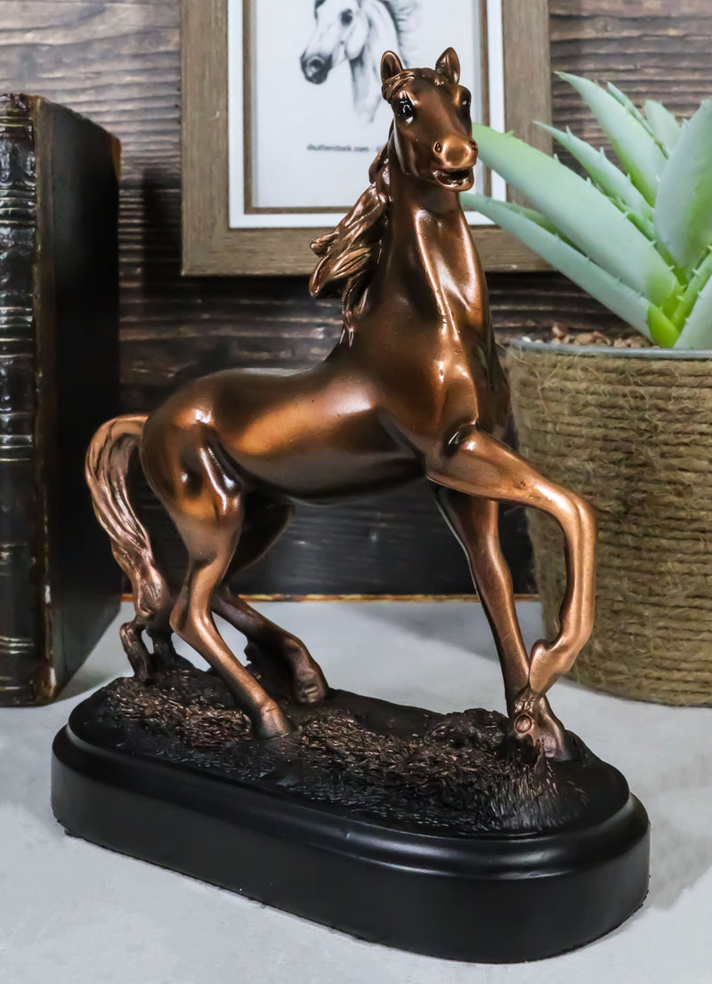 Rustic Western Country Equestrian Beauty Horse Bronzed Resin Figurine With Base