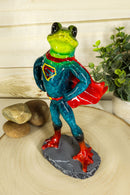 Ebros Superhero Frog Superman Statue 8"Tall Animated Frog In Muscle Outfit Superman Costume Decorative Figurine