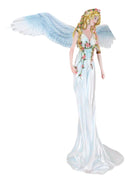 Heavenly Blonde Haired Angel With Spring Floral Blossoms Vine Decorative Statue