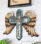 Rustic Western Scroll Art Angel Winged Family Distressed Faux Wood Wall Cross