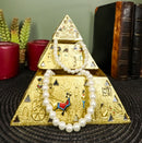 Egyptian Golden Hieroglyphic Pyramid Of The Gods Stackable Jewelry Box Statue