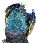 Blue Ice Dragon With Colorful LED Quartz Faux Geode Rock Crystal Cove Figurine