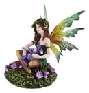 Ebros Green Gaia Earth Tribal Fairy With Purple Baby Dragon Wyrmling Fantasy Figurine