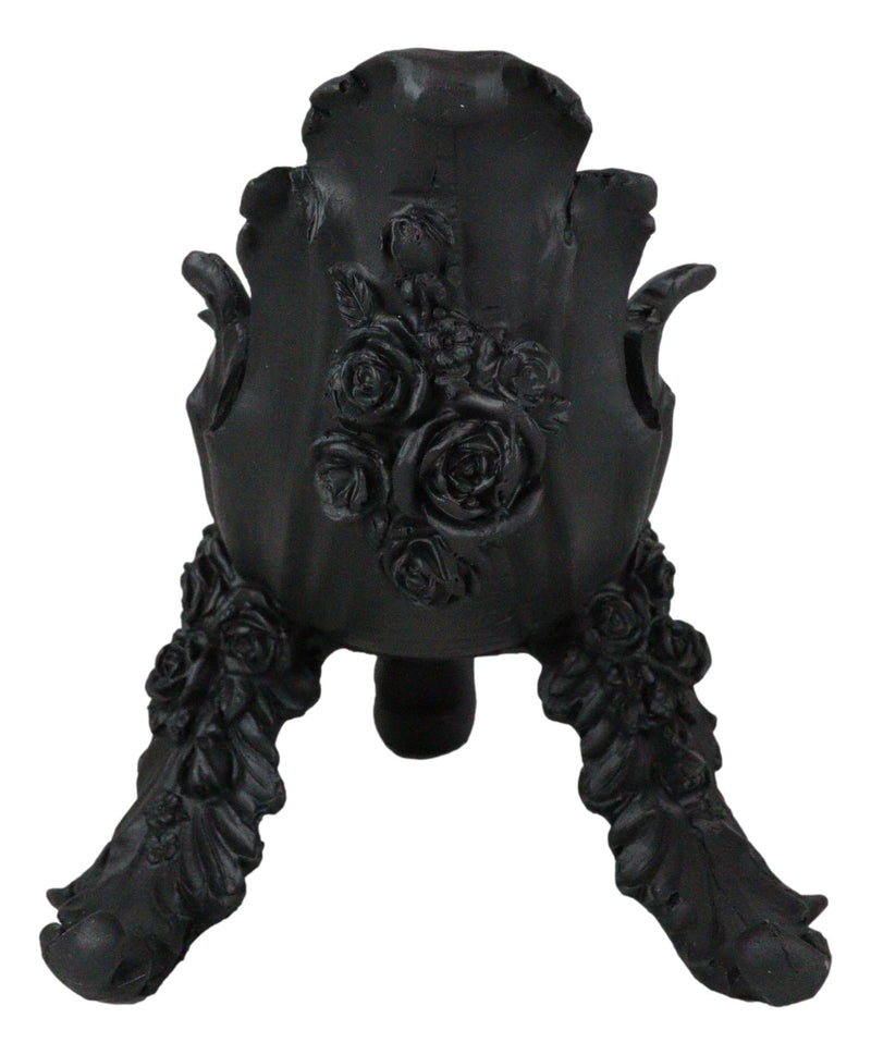 Classical Victorian Antique Black Roses Wine Bottle Holder Caddy Figurine