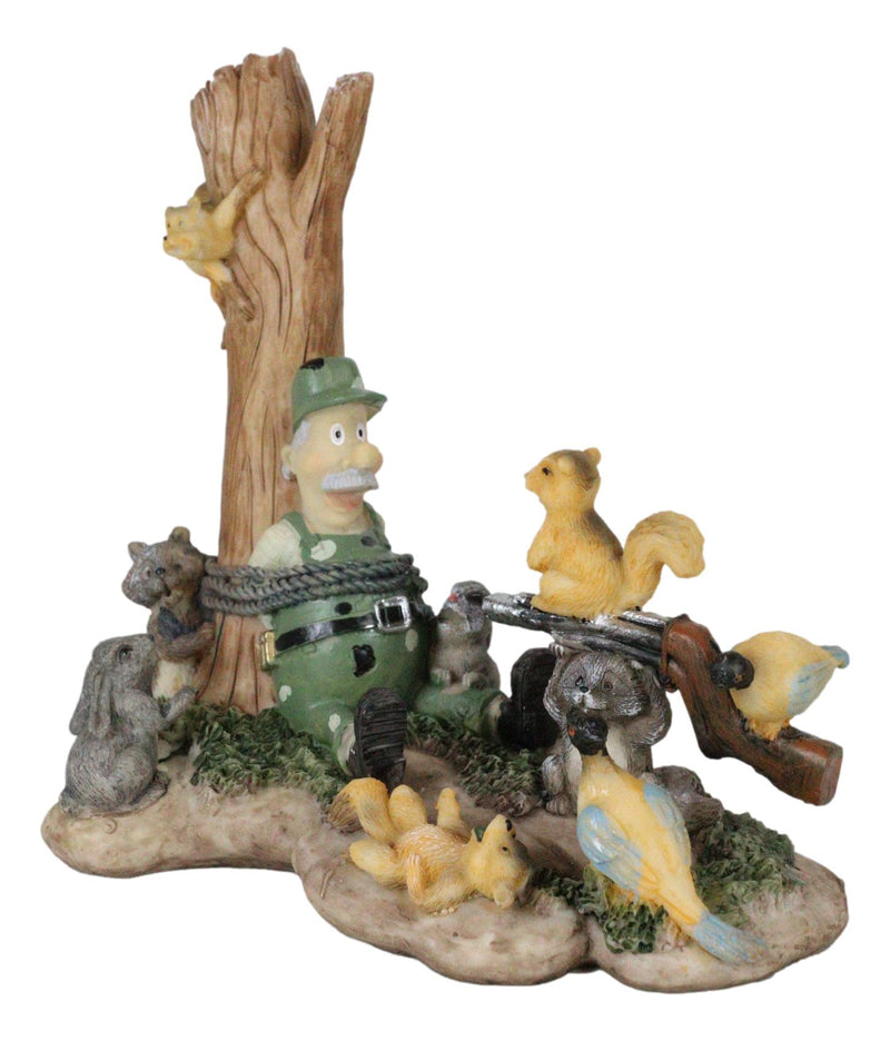 Jungle Patrol Bear Rabbit Turkey Squirrel Raccoon With Captured Hunter Figurine