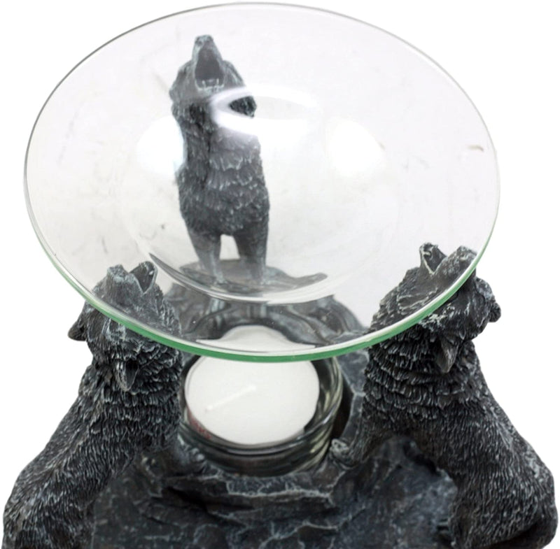 Ebros Moonlight Three Howling Wolves Oil Warmer Or Wax Tart Burner Diffuser