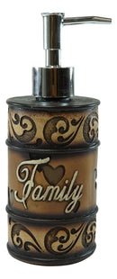 Western Rustic Tuscany Scroll Inspirational Family Liquid Soap Pump Dispenser