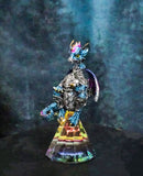 Blue Iridescent Armored Rainbow Wyrmling Dragon With Faux Crystal Prism Figurine