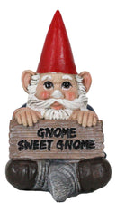 Ebros Welcome Whimsical Gnome W/ Greeting Signs Statues 4"H Set 4 Garden Gnome