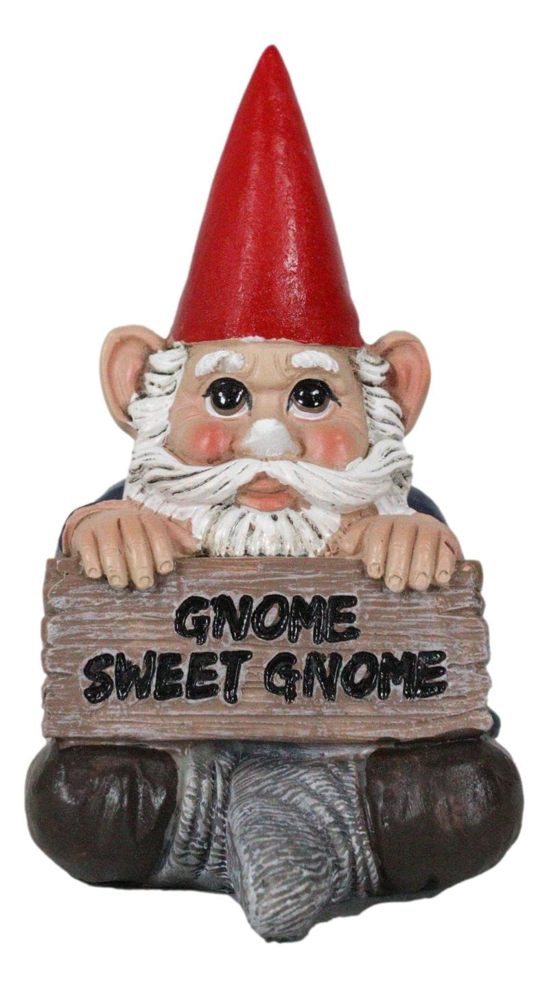 Ebros Welcome Whimsical Gnome W/ Greeting Signs Statues 4"H Set 4 Garden Gnome