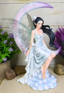 Large Celestial Crescent Moon Air Elemental Fairy Statue 11"H By Nene Thomas