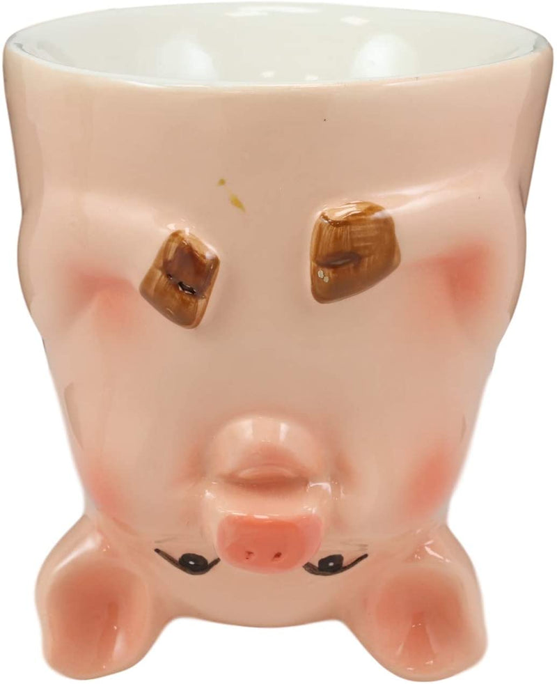 Ebros Topsy Turvy Ceramic Animal Farm Pink Pig Smart Coffee Mug Drink Cup 11oz