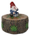 Gypsy Life Gnome Dwarf Smoking Rolled Stash Leaves On Tree Bark Ring Trinket Box