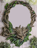 Whispering Hollow Rustic Wisteria Forest Greenman Wall Mount Mirror Plaque Decor