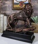 King Of The Jungle African Lion On Pride Rock Bronze Electroplated Figurine