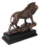 King Of The Jungle African Lion On Pride Rock Bronze Electroplated Figurine