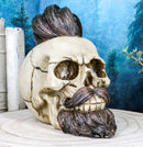 Ebros Bearded Skull with Stylish Haircut and Curled Mustache Figurine 7" Long