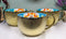 Large Luxury Gold Plated Ottoman Style Turquoise Flower Mug Bowls 28oz Set Of 3