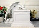 White Inspirational Angel Of Bereavement Holding Wreath Cremation Urn Statue