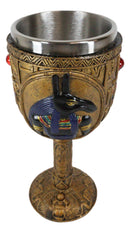 Ebros Ancient Egyptian Seth Wine Goblet in Golden Hieroglyphic Design 6oz 7"H