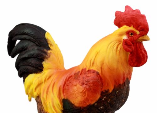 Ebros Proud Country Chicken Rooster Statue with Base 7.5" Tall Resin Sculpture in Vivid Colors