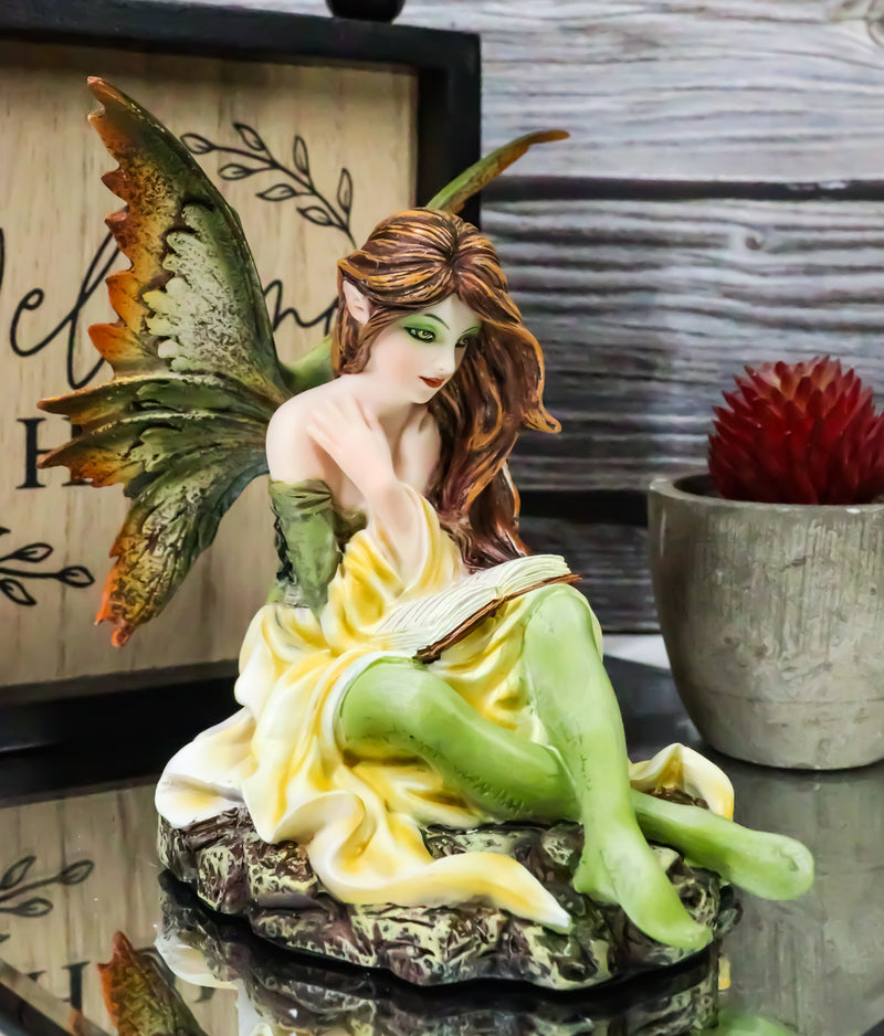 Once Upon A Time Summer Romance Bookworm Fairy In Radiant Yellow Dress Statue