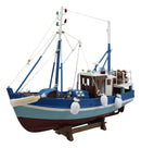 Ebros 18"L Blue Maine Fishing Shrimping Lobster Boat Model with Wood Base Figure - Ebros Gift