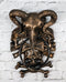 Demon Horned Ram Cranium Skull With Crossed Bone Skulls Decorative Door Knocker