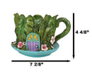 Fairy Garden Leaf Foliage Teacup House With Purple Door Floral Planter Vase