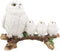 Ebros White Owl Perching On Tree Branch With 3 Baby Owlets Statue 10.25" Wide