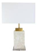 27"H Contemporary Elegant Stacked Marble Gold Plated Metal Table Lamp W/ Shade