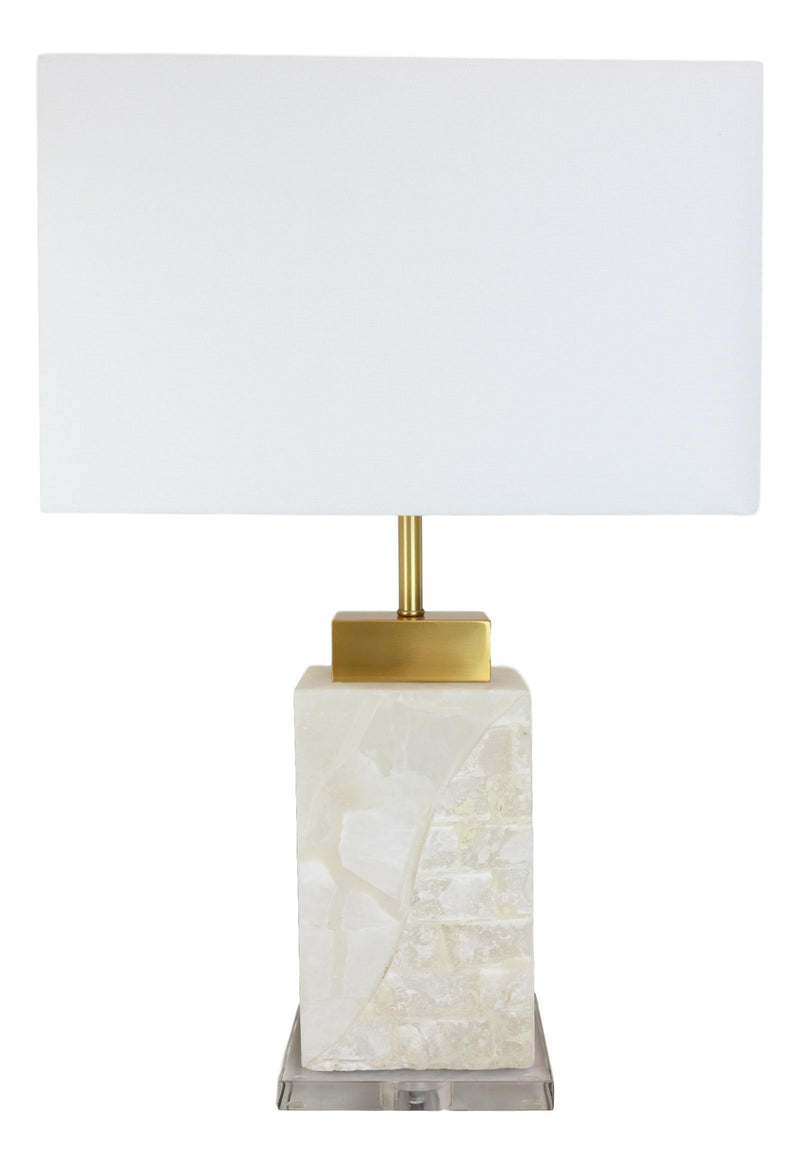 27"H Contemporary Elegant Stacked Marble Gold Plated Metal Table Lamp W/ Shade