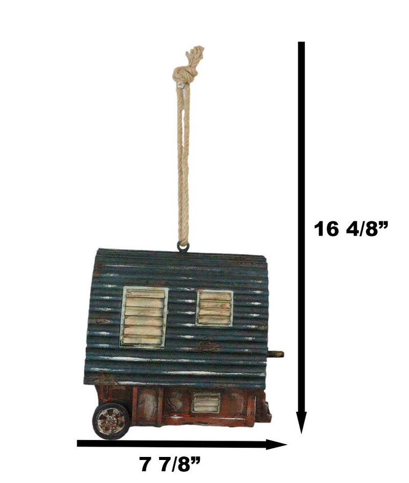 Rustic Western Country Camper Trailer Cabin Birdhouse Tree Hanging Bird Feeder