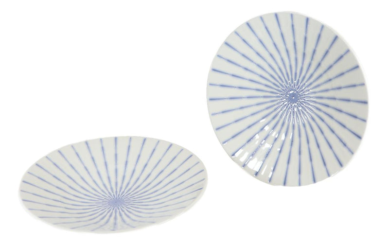 Japanese White And Blue Focus Reduction Glazed Ceramic Shallow Bowls Pack Of 2