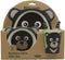 Ebros Black Bear 5 Piece Organic Bamboo Dinnerware Set For Kids Children Toddler