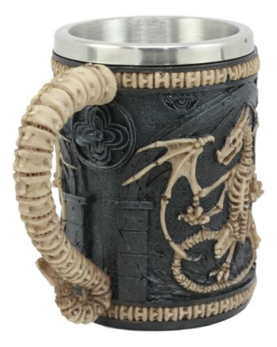 Large Legendary Ossuary Dragon Skeleton Tankard Mug 16oz Fossil Bones Dragon Cup